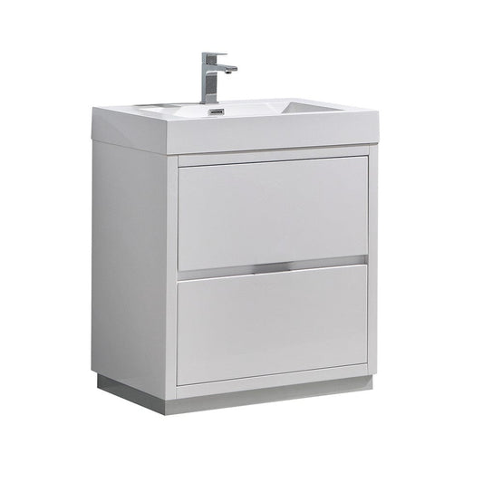 Fresca Valencia 30" Glossy White Free Standing Modern Bathroom Vanity