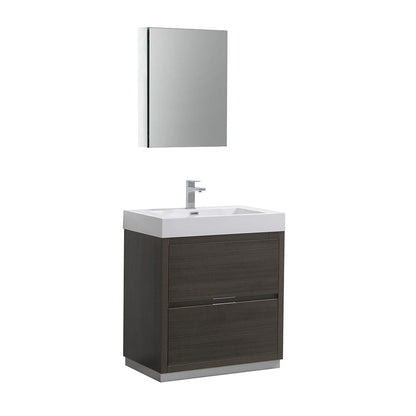 Fresca Valencia 30" Gray Oak Free Standing Modern Bathroom Vanity Set  w/ Medicine Cabinet