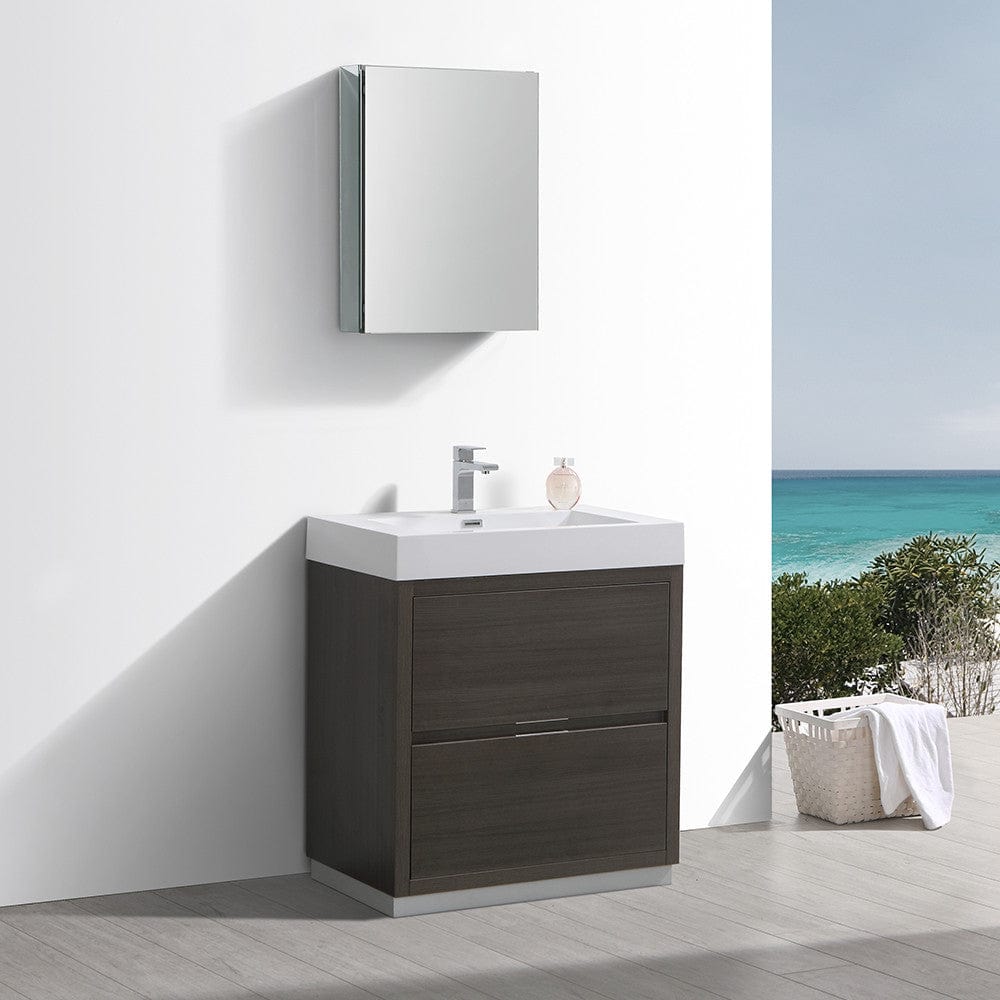Fresca Valencia 30 Gray Oak Free Standing Modern Bathroom Vanity Set  w/ Medicine Cabinet