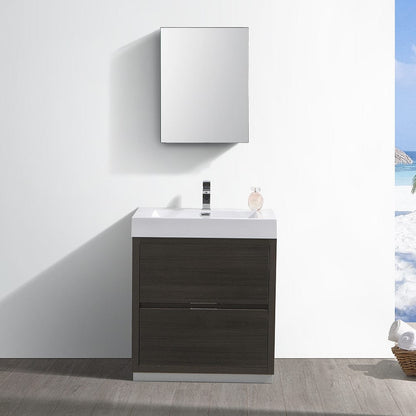 Fresca Valencia 30 Gray Oak Free Standing Modern Bathroom Vanity Set  w/ Medicine Cabinet