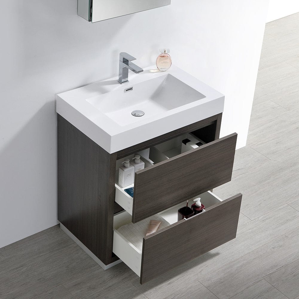 Fresca Valencia 30 Gray Oak Free Standing Modern Bathroom Vanity Set  w/ Medicine Cabinet