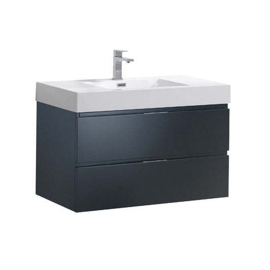 Fresca Valencia 36" Dark Slate Gray Wall Hung Modern Bathroom Vanity