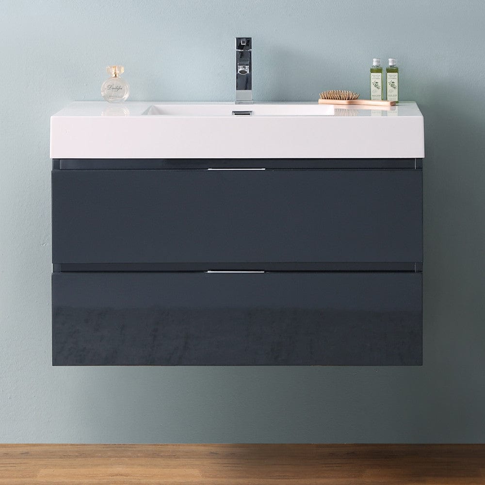 Fresca Valencia 36 Dark Slate Gray Wall Hung Modern Bathroom Vanity