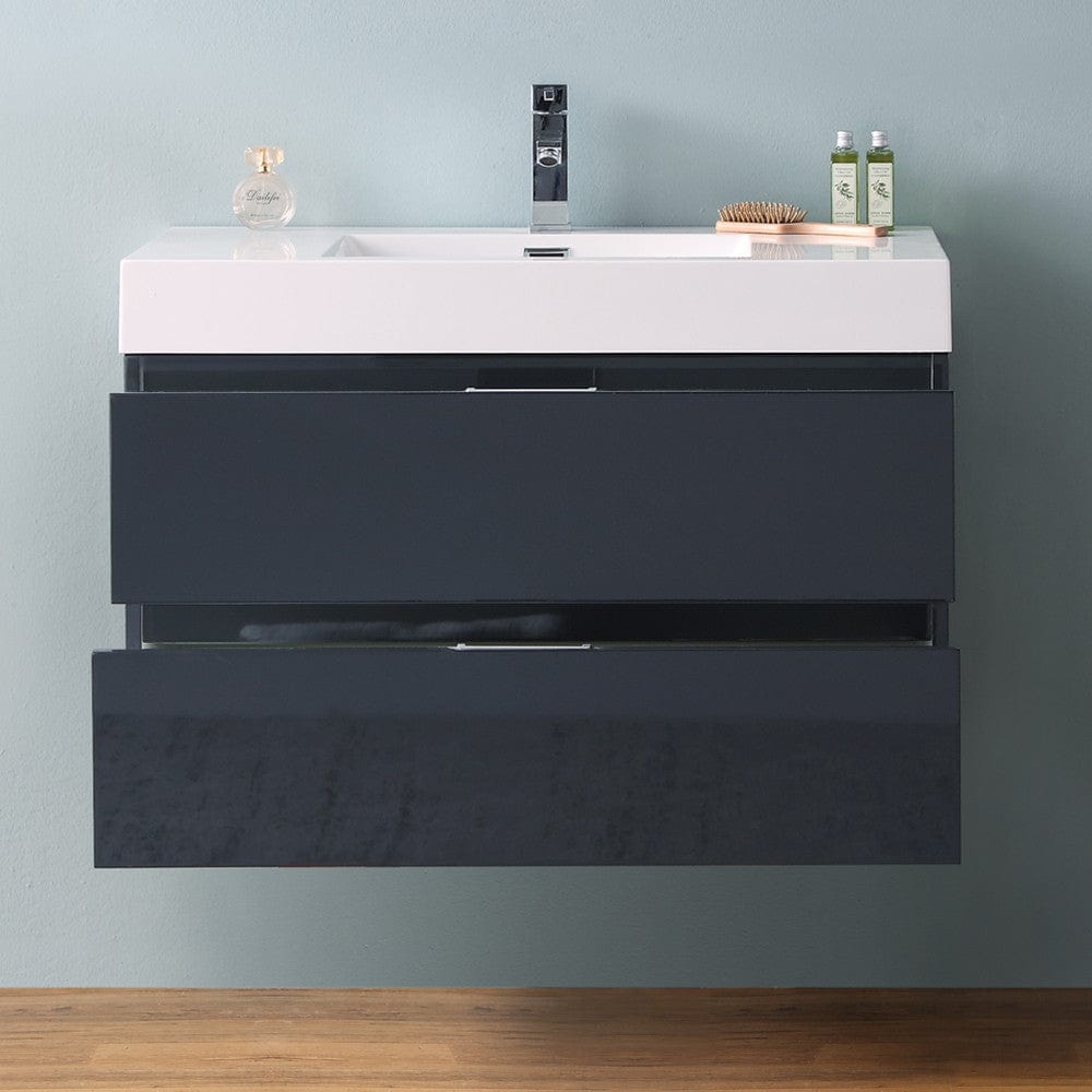 Fresca Valencia 36 Dark Slate Gray Wall Hung Modern Bathroom Vanity