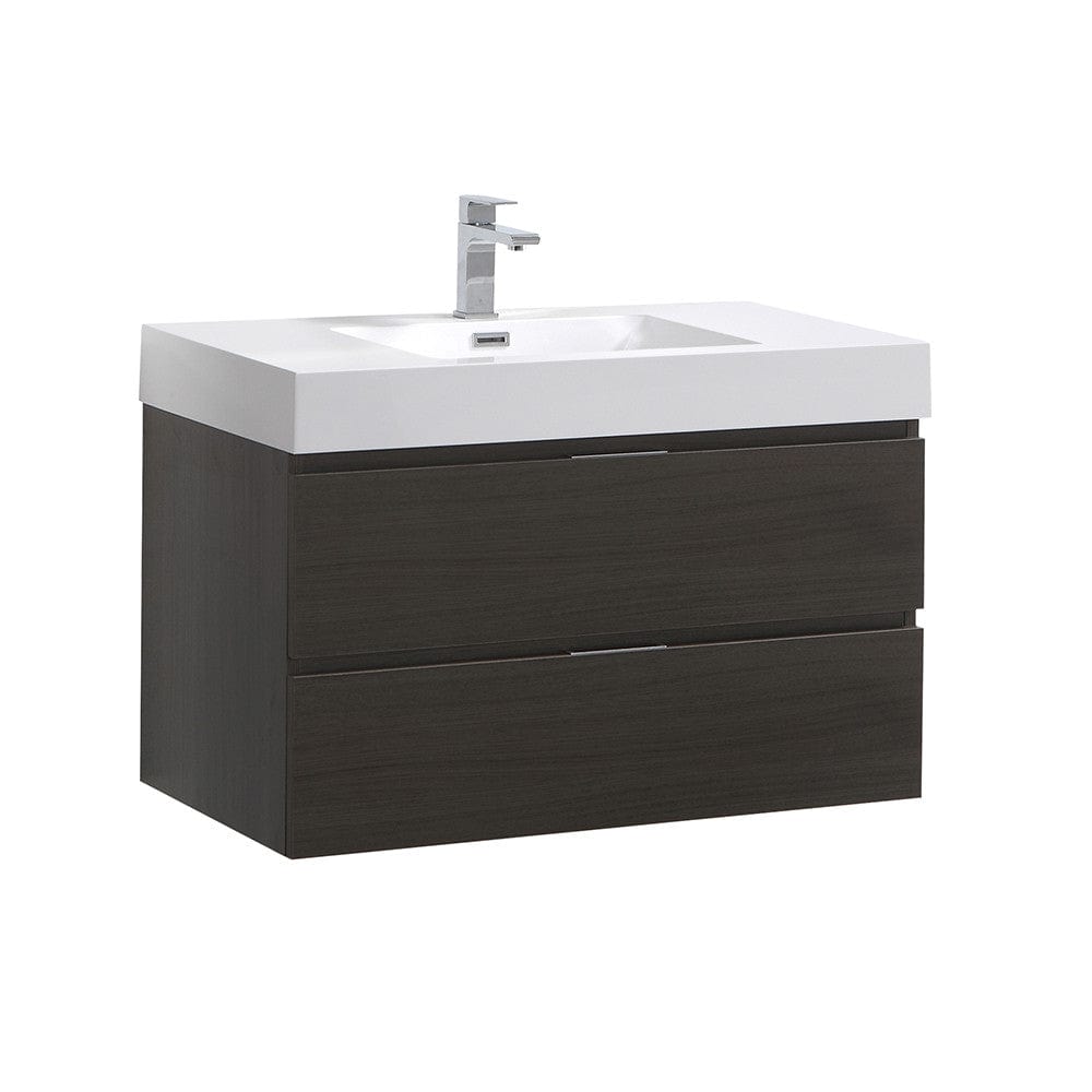 Fresca Valencia 36" Gray Oak Wall Hung Modern Bathroom Vanity