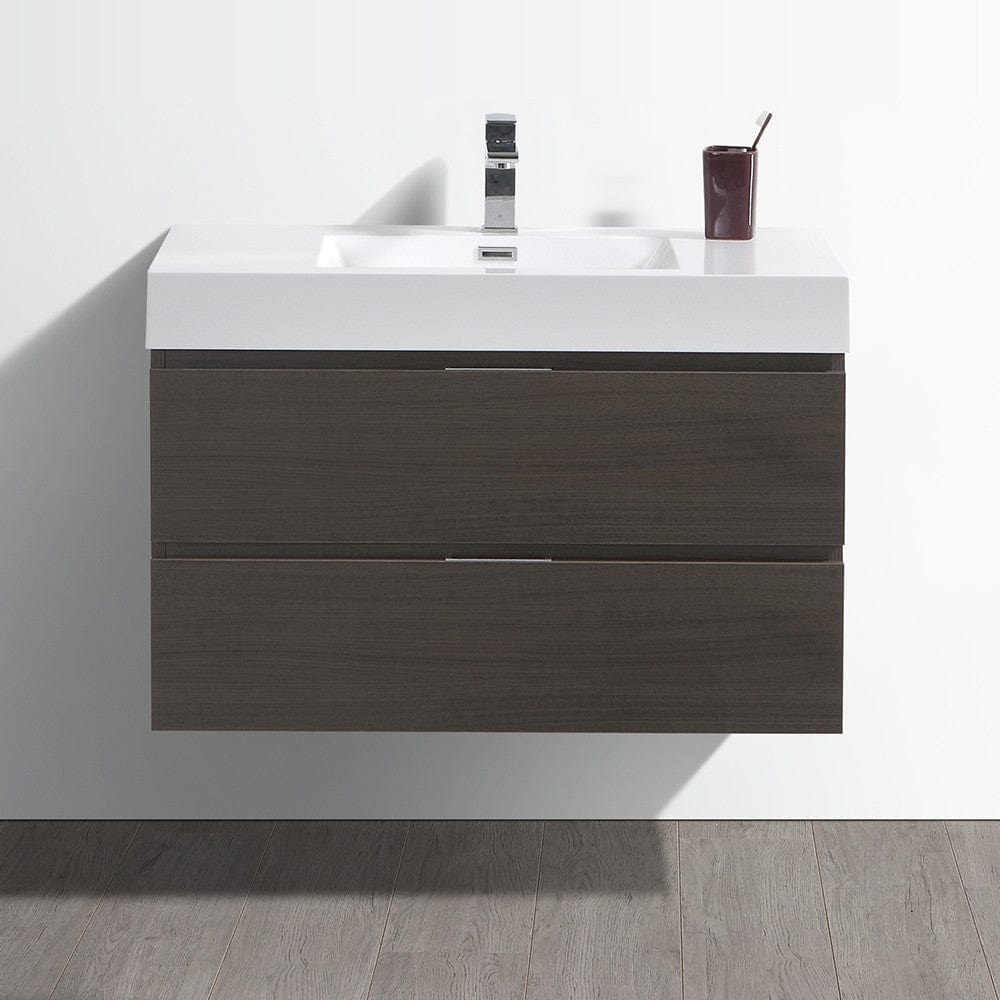 Fresca Valencia 36 Gray Oak Wall Hung Modern Bathroom Vanity