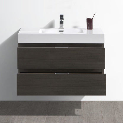 Fresca Valencia 36 Gray Oak Wall Hung Modern Bathroom Vanity