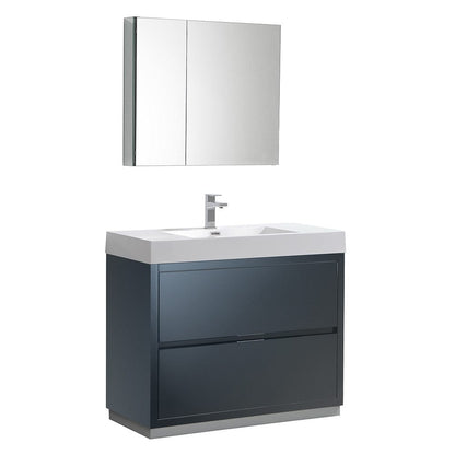Fresca Valencia 42" Dark Slate Gray Free Standing Modern Bathroom Vanity Set  w/ Medicine Cabinet