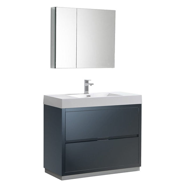 Fresca Valencia 42 Dark Slate Gray Free Standing Modern Bathroom Vanity Set  w/ Medicine Cabinet