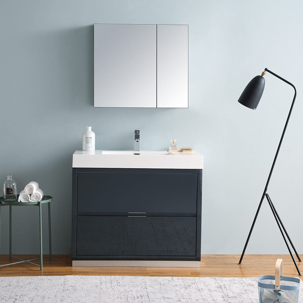 Fresca Valencia 40 Dark Slate Gray Free Standing Modern Bathroom Vanity Set  w/ Medicine Cabinet