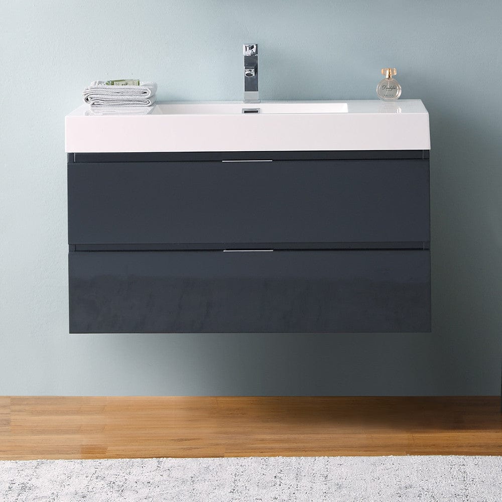 Fresca Valencia 40 Dark Slate Gray Wall Hung Modern Bathroom Vanity