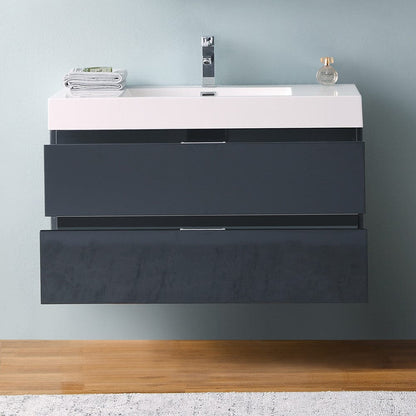 Fresca Valencia 40 Dark Slate Gray Wall Hung Modern Bathroom Vanity