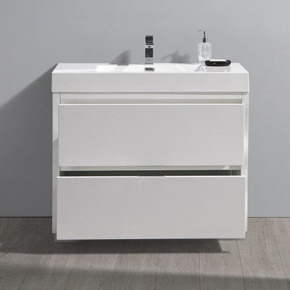 Fresca Valencia 40 Glossy White Free Standing Modern Bathroom Vanity