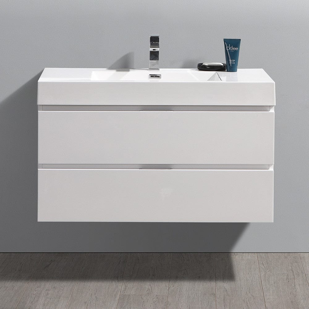 Fresca Valencia 40 Glossy White Wall Hung Modern Bathroom Vanity