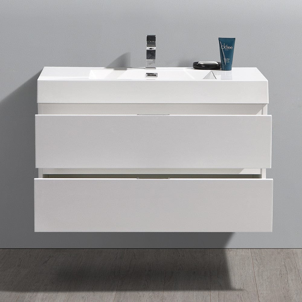 Fresca Valencia 40 Glossy White Wall Hung Modern Bathroom Vanity