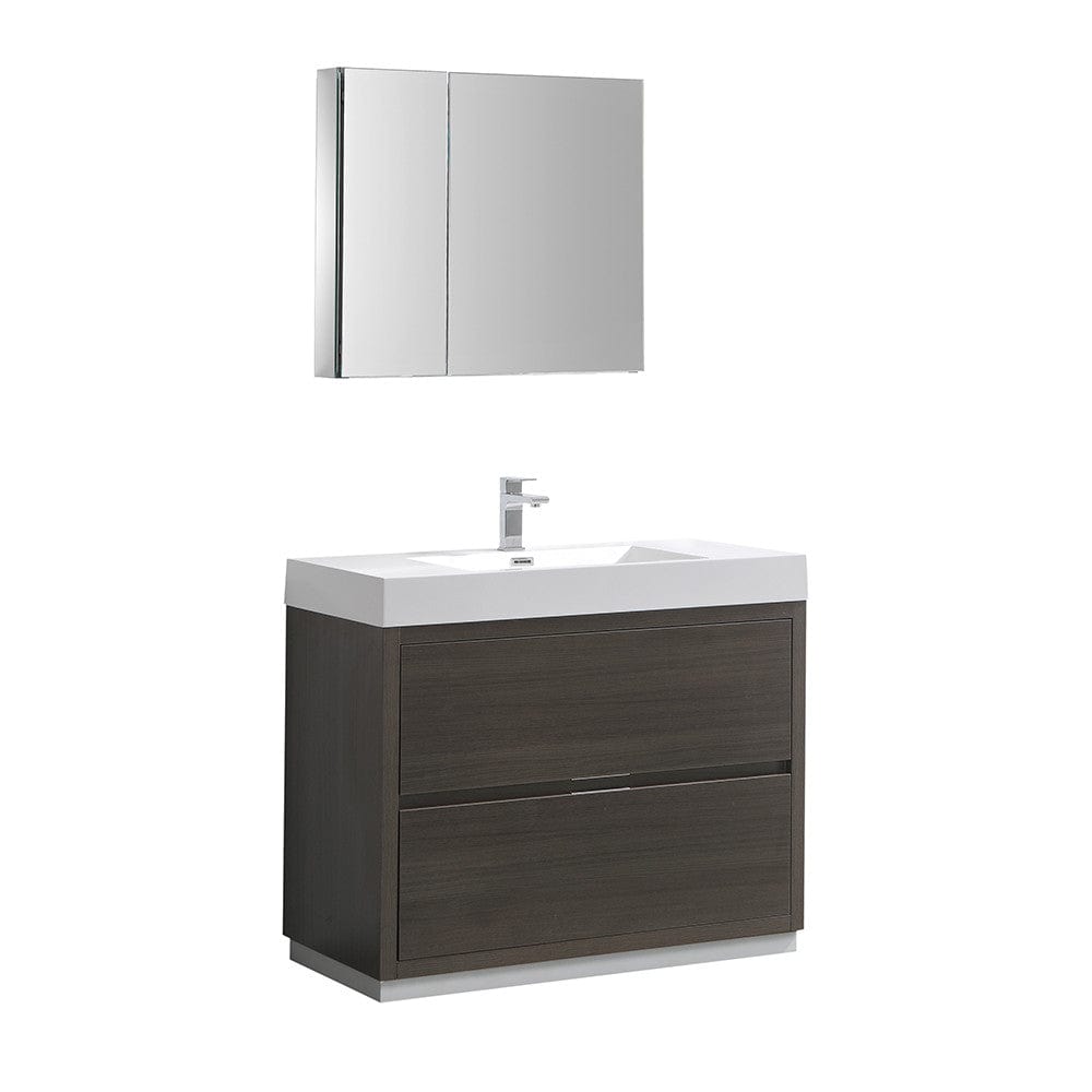 Fresca Valencia 42" Gray Oak Free Standing Modern Bathroom Vanity Set  w/ Medicine Cabinet