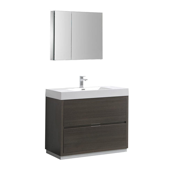 Fresca Valencia 42 Gray Oak Free Standing Modern Bathroom Vanity Set  w/ Medicine Cabinet