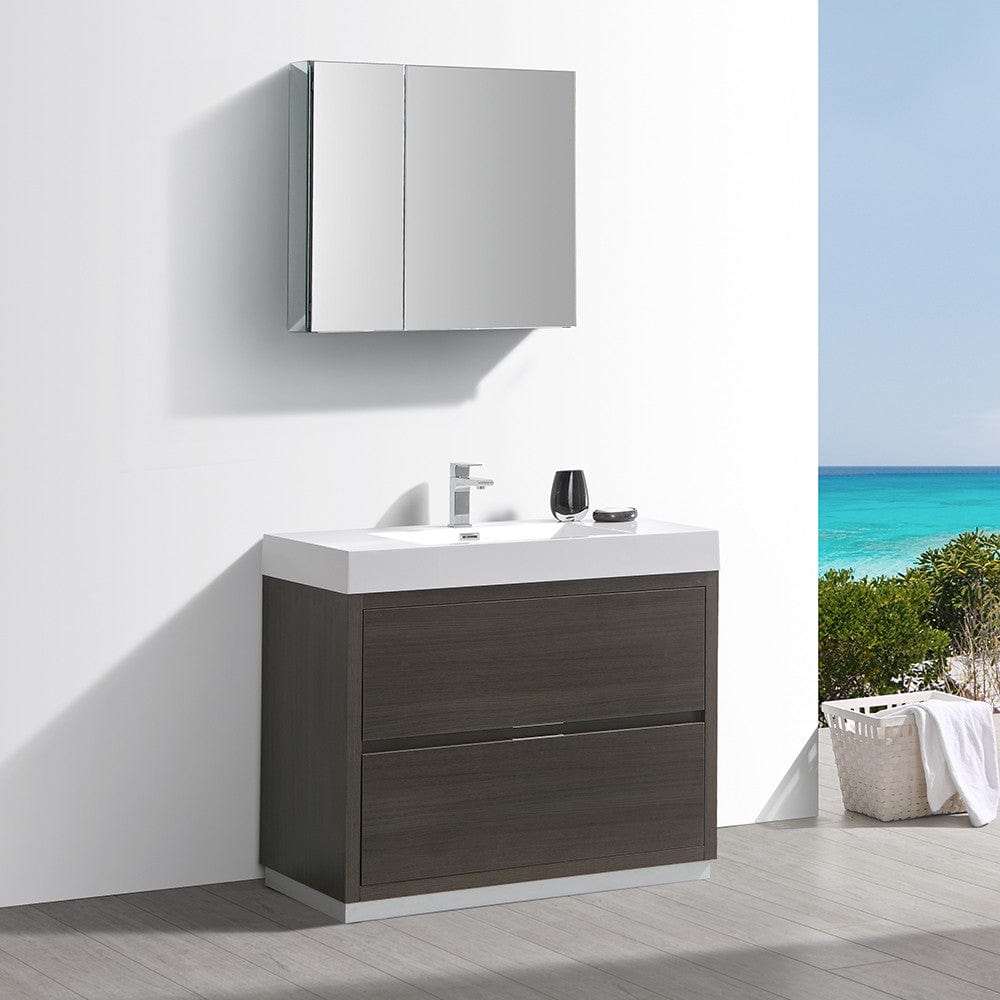Fresca Valencia 40 Gray Oak Free Standing Modern Bathroom Vanity Set w/ Medicine Cabinet