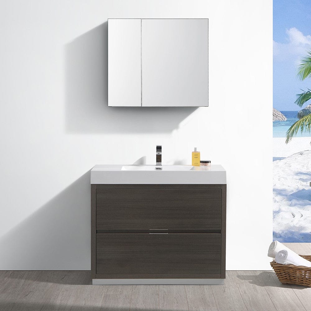 Fresca Valencia 40 Gray Oak Free Standing Modern Bathroom Vanity Set w/ Medicine Cabinet