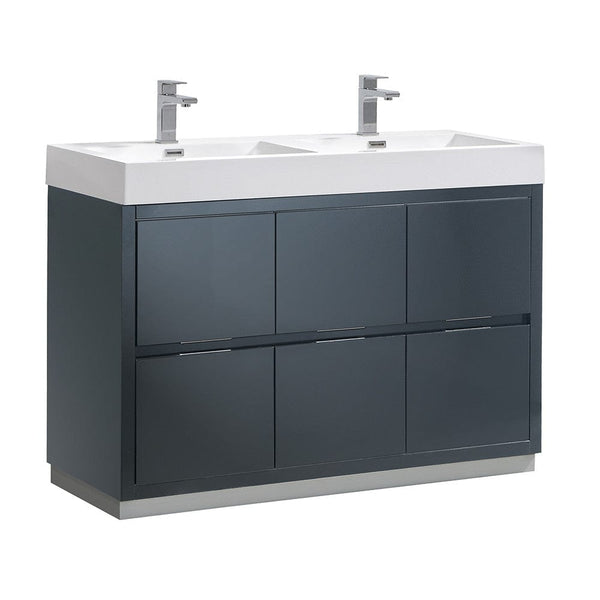 Fresca Valencia 48 Dark Slate Gray Free Standing Double Sink Modern Bathroom Vanity