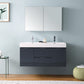 Fresca Valencia 48 Dark Slate Gray Wall Hung Double Sink Modern Bathroom Vanity Set  w/ Medicine Cabinet
