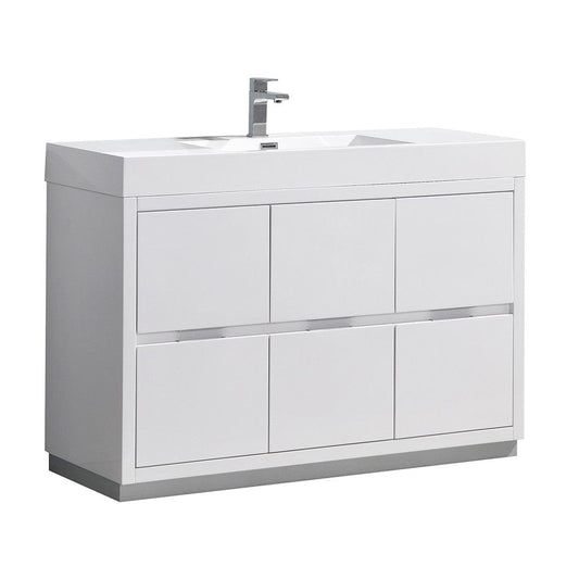 Fresca Valencia 48" Glossy White Free Standing Modern Bathroom Vanity