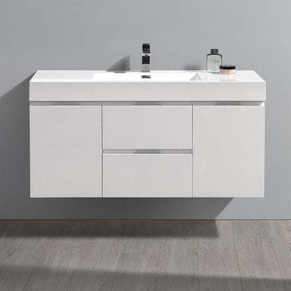 Fresca Valencia 48 Glossy White Wall Hung Modern Bathroom Vanity