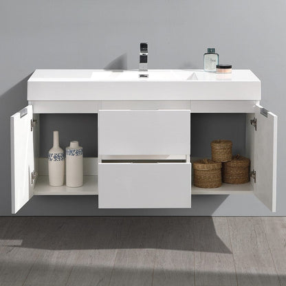 Fresca Valencia 48 Glossy White Wall Hung Modern Bathroom Vanity