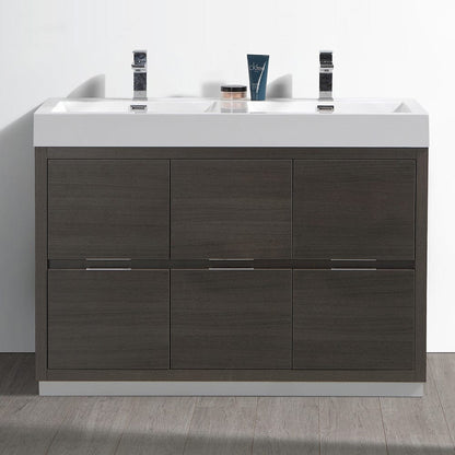 Fresca Valencia 48 Gray Oak Free Standing Double Sink Modern Bathroom Vanity