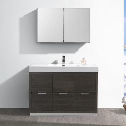 Fresca Valencia 48 Gray Oak Free Standing Modern Bathroom Vanity Set  w/ Medicine Cabinet