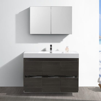 Fresca Valencia 48 Gray Oak Free Standing Modern Bathroom Vanity Set  w/ Medicine Cabinet