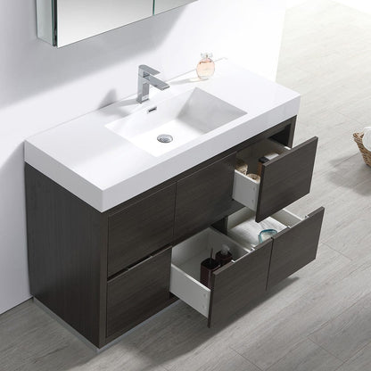 Fresca Valencia 48 Gray Oak Free Standing Modern Bathroom Vanity Set  w/ Medicine Cabinet