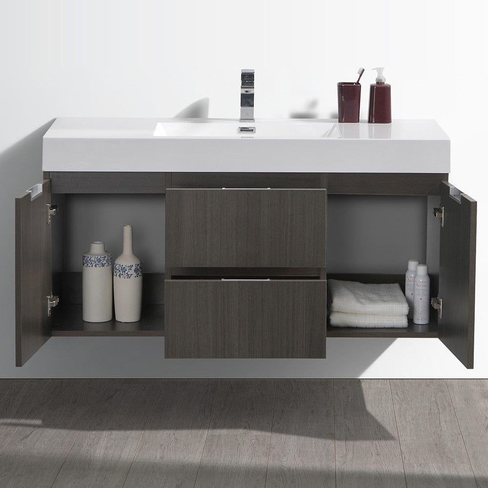 Fresca Valencia 48 Gray Oak Wall Hung Modern Bathroom Vanity