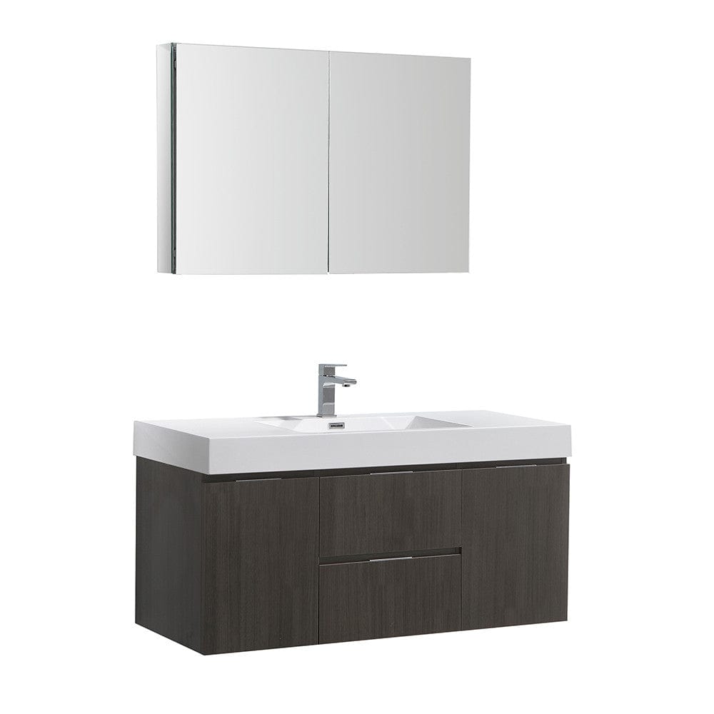 Fresca Valencia 48" Gray Oak Wall Hung Modern Bathroom Vanity Set  w/ Medicine Cabinet