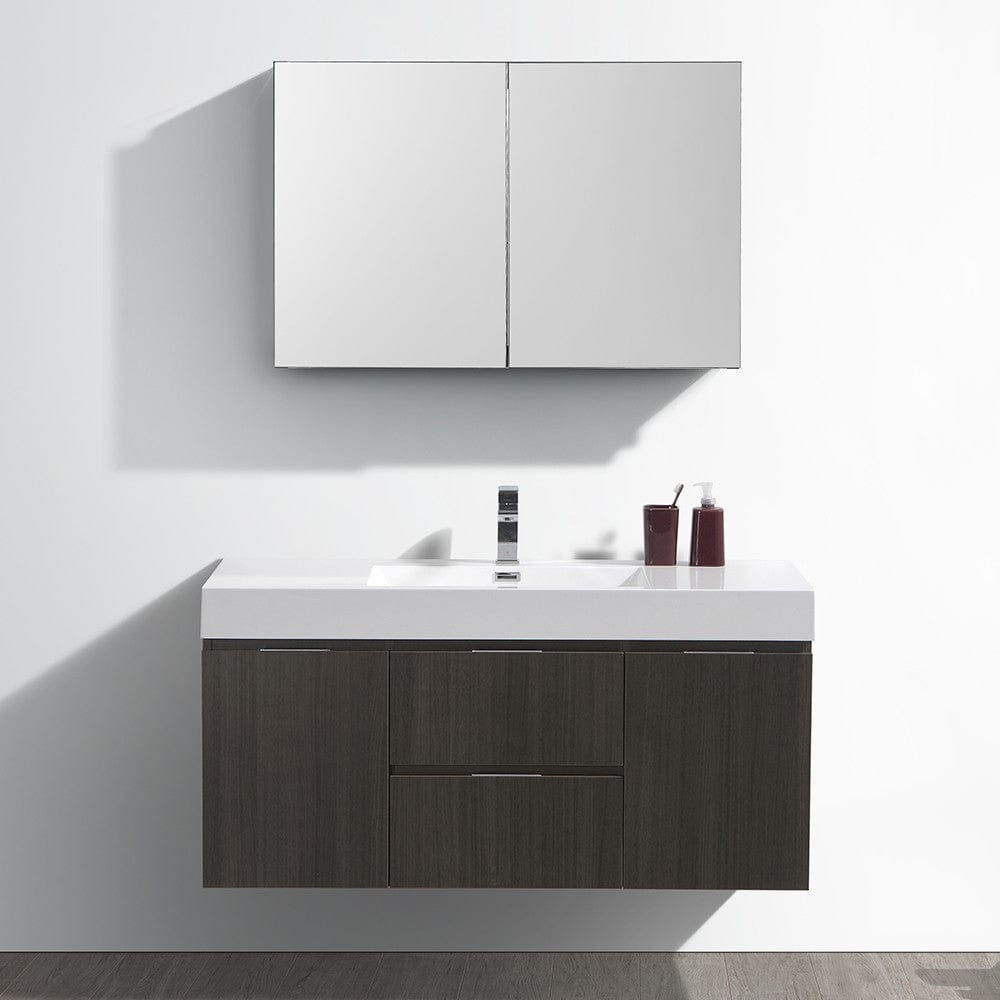 Fresca Valencia 48 Gray Oak Wall Hung Modern Bathroom Vanity Set  w/ Medicine Cabinet