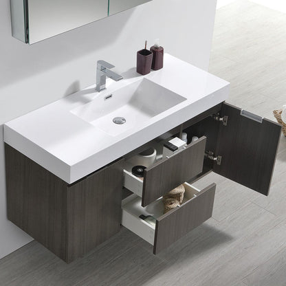 Fresca Valencia 48 Gray Oak Wall Hung Modern Bathroom Vanity Set  w/ Medicine Cabinet