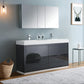 Fresca Valencia 60 Dark Slate Gray Free Standing Double Sink Modern Bathroom Vanity Set  w/ Medicine Cabinet