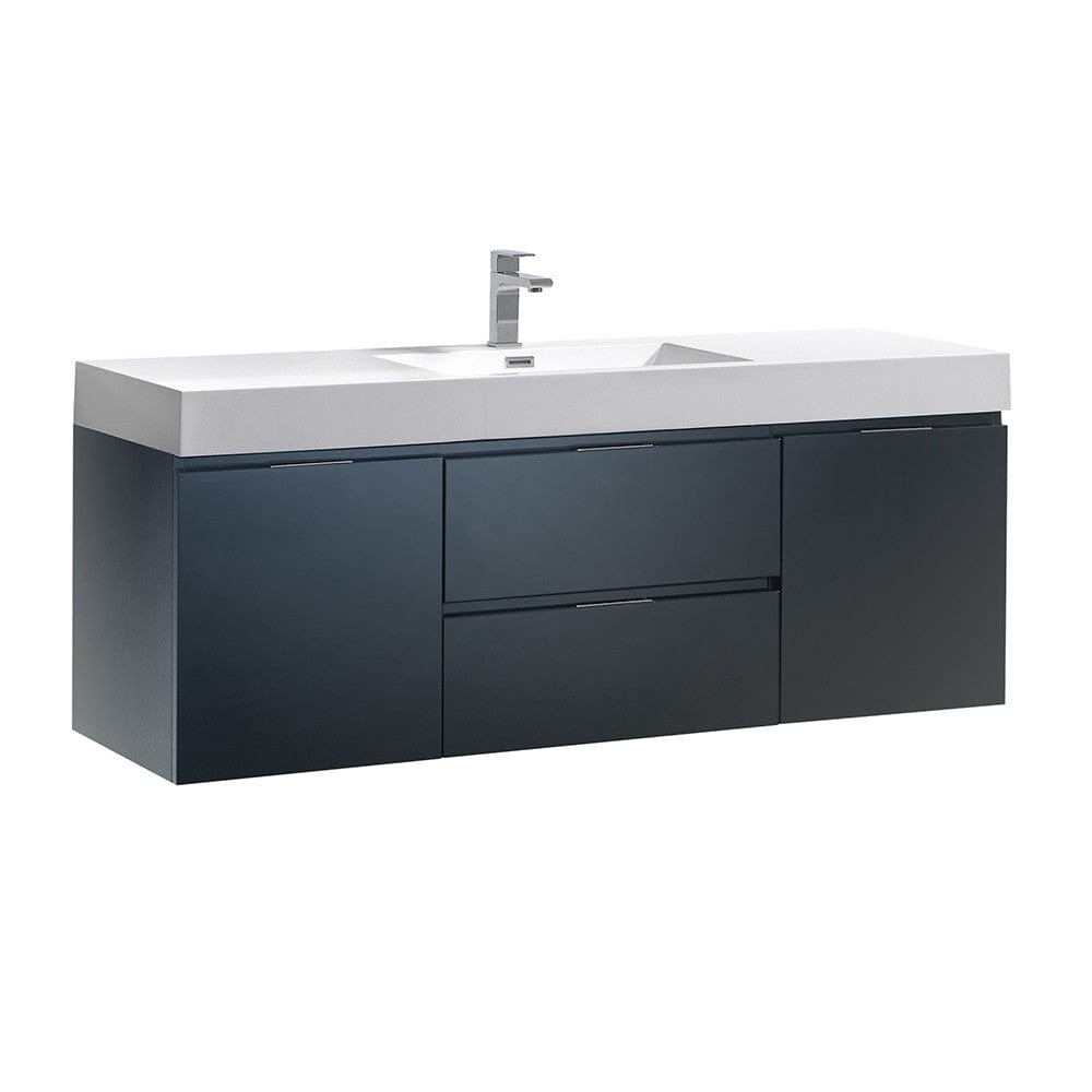 Fresca Valencia 60" Dark Slate Gray Wall Hung Modern Bathroom Vanity