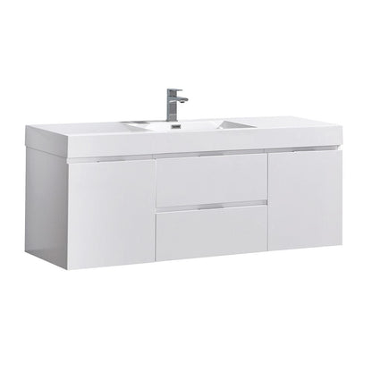 Fresca Valencia 60" Glossy White Wall Hung Modern Bathroom Vanity