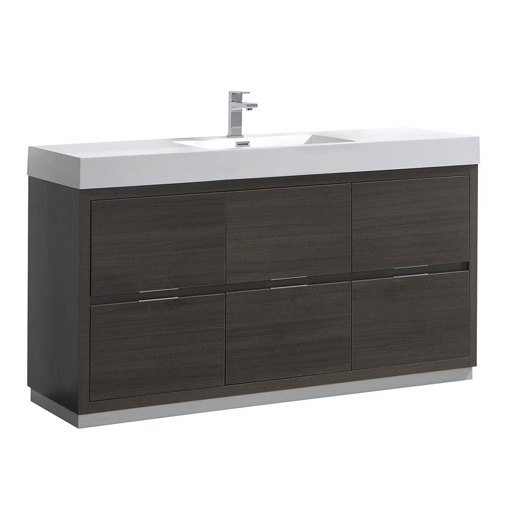 Fresca Valencia 60" Gray Oak Free Standing Modern Bathroom Vanity