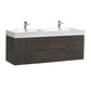 Fresca Valencia 60" Gray Oak Wall Hung Double Sink Modern Bathroom Vanity