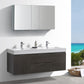 Fresca Valencia 60 Gray Oak Wall Hung Double Sink Modern Bathroom Vanity Set  w/ Medicine Cabinet