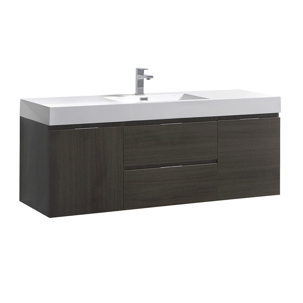 Fresca Valencia 60" Gray Oak Wall Hung Modern Bathroom Vanity