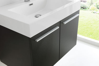 Fresca Vista 30 Black Wall Hung Modern Bathroom Vanity w/ Medicine Cabinet