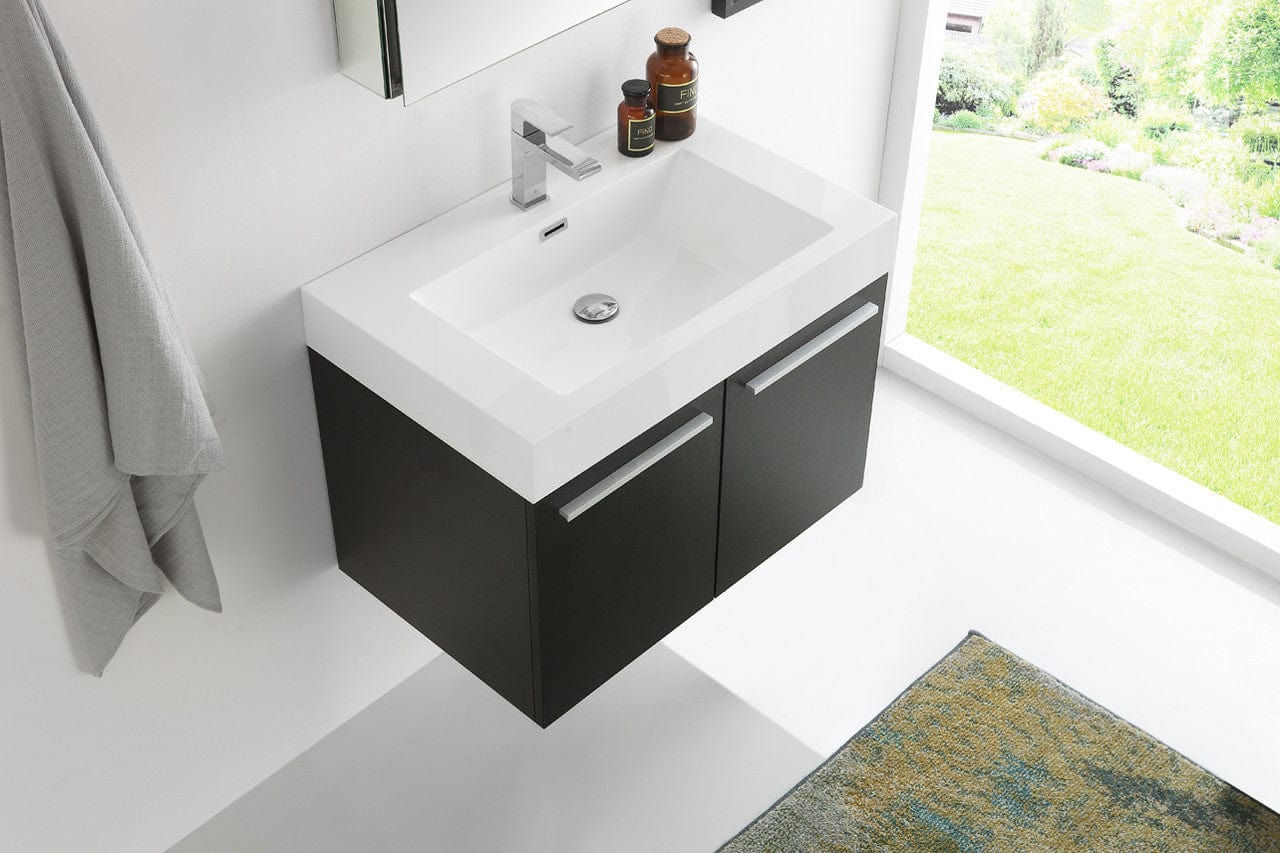 Fresca Vista 30 Black Wall Hung Modern Bathroom Vanity w/ Medicine Cabinet