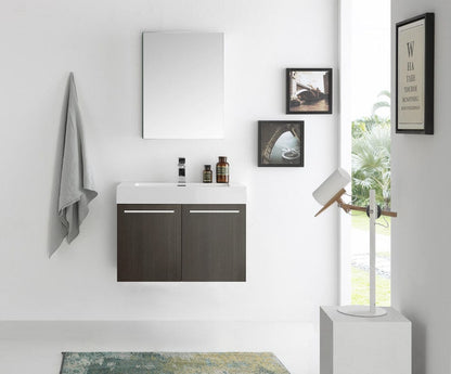 Fresca Vista 30 Gray Oak Wall Hung Modern Bathroom Vanity w/ Medicine Cabinet