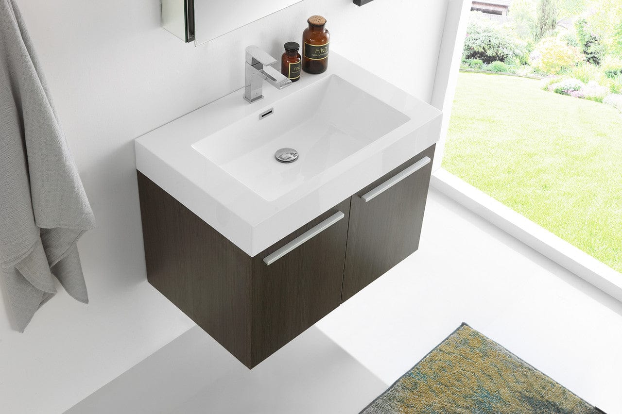 Fresca Vista 30 Gray Oak Wall Hung Modern Bathroom Vanity w/ Medicine Cabinet