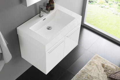 Fresca Vista 30 White Wall Hung Modern Bathroom Vanity w/ Medicine Cabinet