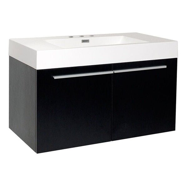 Fresca Vista 36 Black Modern Bathroom Cabinet w/ Integrated Sink