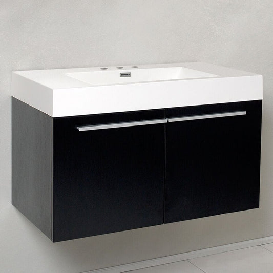 Fresca Vista 36 Black Modern Bathroom Cabinet w/ Integrated Sink